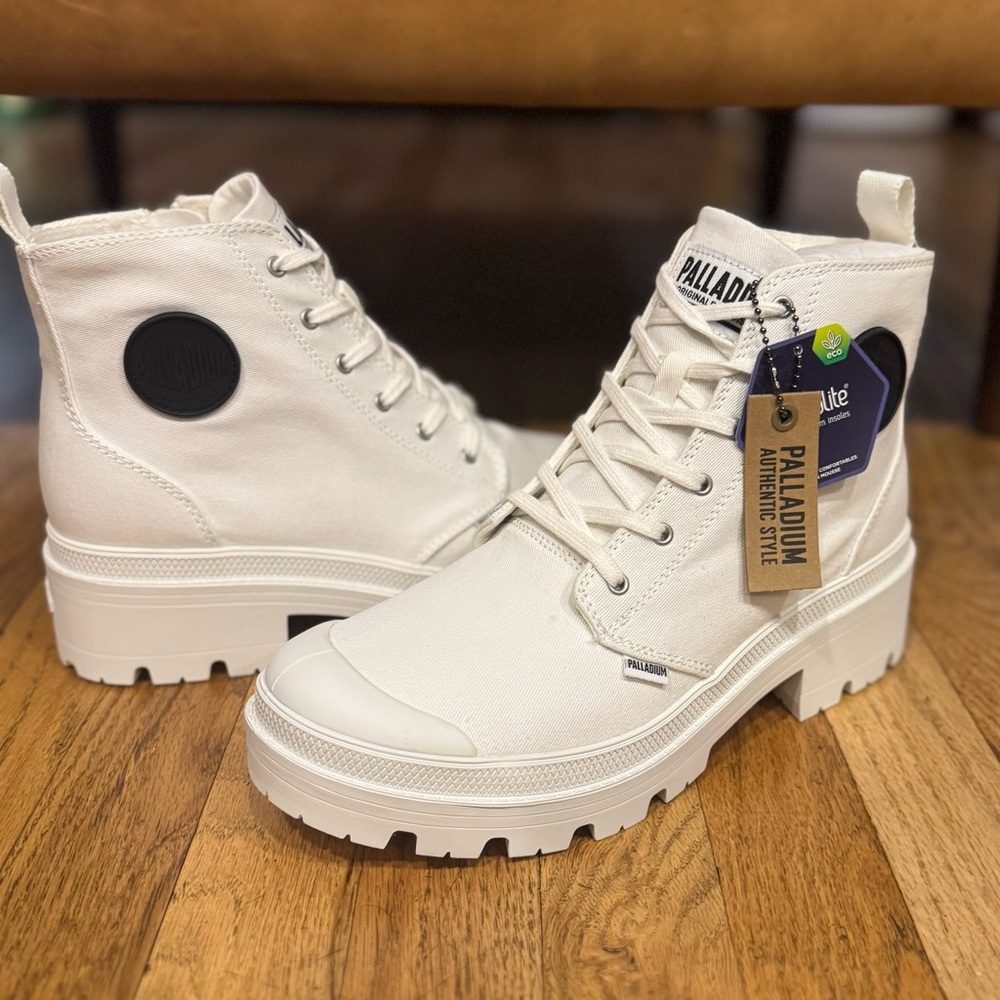 NEW - Size 10 - Palladium Women’s Cream High-Top Sneakers - Picture 4 of 7
